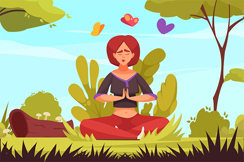 Ilustración de mujer haciendo yoga para gestionar la ansiedad